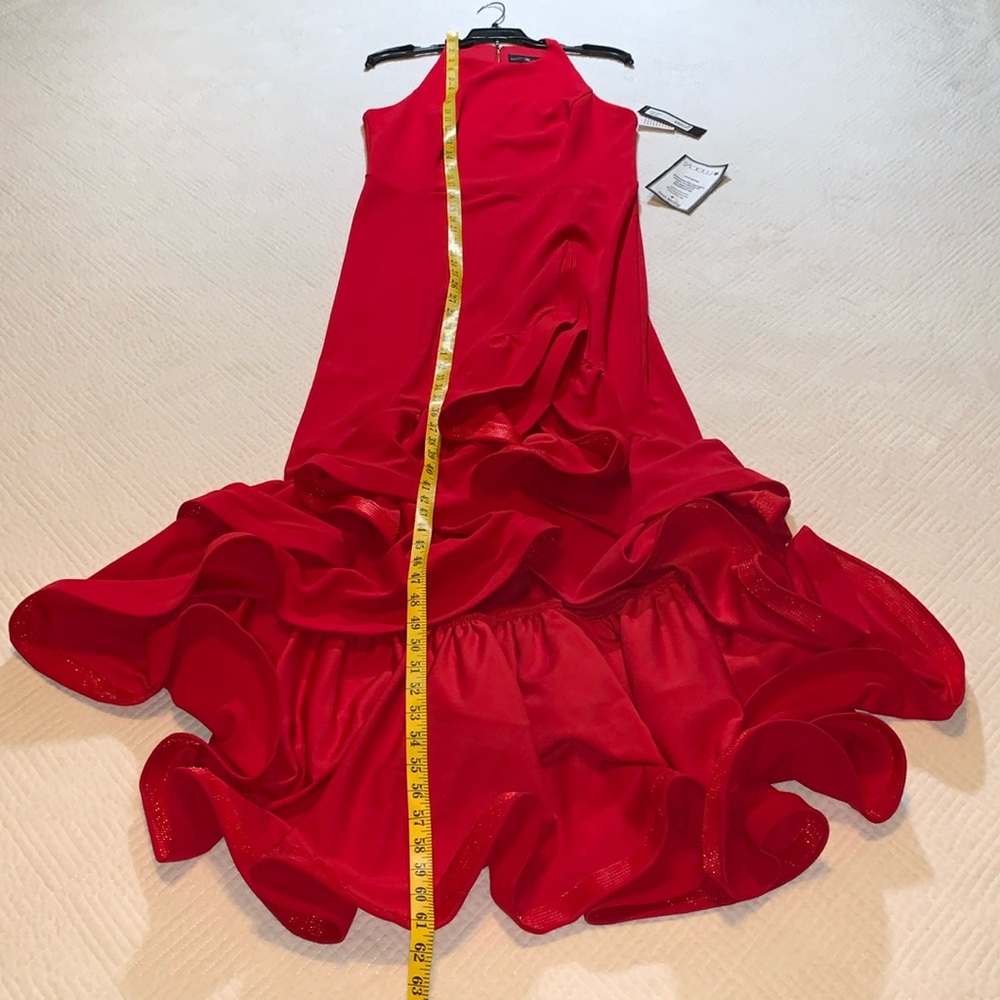 Betsy & Adam Red Ruffle Gown - Picture 13 of 16